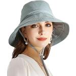 URSFUR Damen Sommer Sonnenhut UPF 50+ UV-Schutz Weich Faltbarer Breite Krempe Fischerhut Baumwolle,Blau