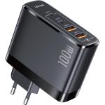 Usams 4 Ports GaN Fast Charger (100 W, Power Delivery 3.0, Quick Charge 4.0), USB Ladegerät, Schwarz