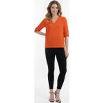 Reduzierte Orange Usha V-Ausschnitt Blusenshirts & Schlusen durchsichtig aus Spitze für Damen Größe XXL für den für den Sommer 