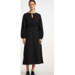 Schwarze Unifarbene Langärmelige Usha Maxi Sommerkleider aus Viskose für Damen Größe S 