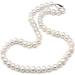 UTHTY Charm-Halskette Echte natürliche Süßwasserperlenkette Frauen, echte weiße Perlenketten in Box Geschenke für Damen (Color : 8-9mm, Size : 45cm)