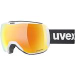 uvex downhill 2100 CV - Skibrille für Damen und Herren - konstraststeigernd - verzerrungs- & beschlagfrei - white matt/orange-green - one size