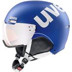 uvex hlmt 500 visor - robuster Skihelm für Damen und Herren - individuelle Größenanpassung - mit Visier - cobalt-white matt - 52-55 cm
