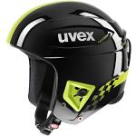 uvex race + - Skihelm für Damen und Herren - optimierte Belüftung - erweiterbar mit Kinnbügel - black-lime - 60-61 cm