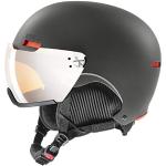 uvex hlmt 500 visor - robuster Skihelm für Damen und Herren - individuelle Größenanpassung - mit Visier - dark slate orange matt - 52-55 cm