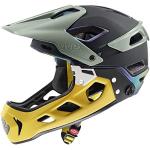 uvex jakkyl hde 2.0 - sicherer MTB-Helm für Damen und Herren - optimale Passform - abnehmbarer Kinnschutz - forest - mustard matt - 52-57 cm