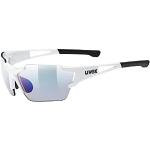 uvex Unisex – Erwachsene, sportstyle 803 race V small Sportbrille, selbsttönend, schmale Passform, white/blue, one size