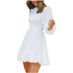Weiße Gothic Langärmelige Mini Schulterfreie Chiffonkleider aus Chiffon für Damen Übergrößen zur Hochzeit für den für den Sommer 