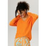 Orange ANISTON V-Ausschnitt Feinstrickpullover für Damen Größe XL 