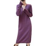Violette V-Ausschnitt Kaschmir-Pullover aus Wolle für Damen Größe L für den für den Herbst 