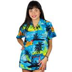 Türkise Kurzärmelige Hawaiihemden für Damen Größe XXL 
