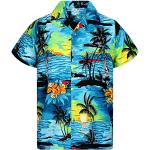 Türkise Kurzärmelige Hawaiihemden für Herren Größe 3 XL 