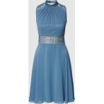Blaue Bestickte Ärmellose Vera Mont Stehkragen Brautkleider & Hochzeitskleider mit Cutwork aus Polyester für Damen Größe XS für die Braut 