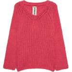 Reduzierte Pinke V-Ausschnitt Kaschmir-Pullover aus Wolle für Damen Größe L 