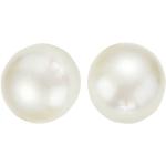 Reduzierte Perlenohrstecker glänzend aus Gelbgold mit Echte Perle für Damen 