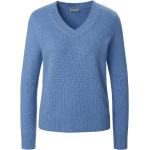 Reduzierte Blaue Include V-Ausschnitt Kaschmir-Pullover aus Wolle maschinenwaschbar für Damen Größe L 