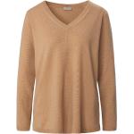 Reduzierte Braune Include V-Ausschnitt Kaschmir-Pullover aus Wolle maschinenwaschbar für Damen Größe L 