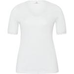 Weiße Halblangärmelige Emilia Lay V-Ausschnitt T-Shirts aus Baumwolle für Damen 