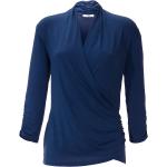 Marineblaue 3/4-ärmelige Peter Hahn V-Ausschnitt V-Shirts mit Vogel-Motiv aus Jersey maschinenwaschbar für Damen Größe XL 