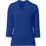 Royalblaue Nachhaltige 3/4-ärmelige Peter Hahn Oeko-Tex V-Ausschnitt V-Shirts maschinenwaschbar für Damen Größe XXL 