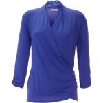 Blaue 3/4-ärmelige Peter Hahn V-Ausschnitt V-Shirts mit Vogel-Motiv aus Jersey maschinenwaschbar für Damen Größe L 