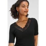 Schwarze Laura Scott V-Ausschnitt V-Shirts aus Jersey für Damen Größe XS 