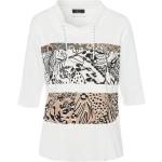 Offwhitefarbene 3/4-ärmelige Marc Cain V-Ausschnitt V-Shirts aus Baumwolle maschinenwaschbar für Damen Größe L 