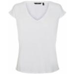Weiße Unifarbene Vero Moda V-Ausschnitt T-Shirts für Damen Größe L für den für den Sommer 