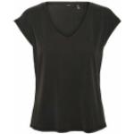 Schwarze Unifarbene Vero Moda V-Ausschnitt T-Shirts für Damen Größe XL für den für den Sommer 