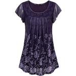 Violette Elegante Kurzärmelige Rundhals-Ausschnitt Tunika-Blusen aus Mesh für Damen Größe 3 XL für den für den Sommer 