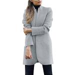 Graue Elegante Maxi Langmäntel aus Wolle für Damen Größe 4 XL für den für den Winter 
