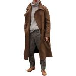Braune Maxi Trenchcoats lang aus Leder für Herren Größe XL für den für den Winter 