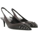 Schwarze Elegante Spitze Pfennigabsatz High Heel Stiefeletten & High Heel Boots mit Nieten aus Leder für Damen Größe 40 
