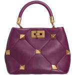 Violette Gesteppte VALENTINO Lederhandtaschen mit Nieten aus Leder mit Innentaschen für Damen medium 