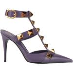 Violette VALENTINO Pfennigabsatz High Heels & Stiletto-Pumps mit Nieten mit Schnürsenkel aus Leder für Damen Größe 40,5 