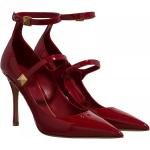 Reduzierte Rote VALENTINO Spitze High Heels & Stiletto-Pumps mit Riemchen aus Leder für Damen Größe 37 