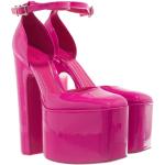 Pinke Blockabsatz High Heels & Stiletto-Pumps mit Riemchen aus Leder für Damen Größe 40 