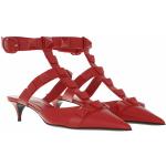 Rote Elegante Spitze Damensandaletten mit Nieten mit Riemchen aus Leder Größe 36 