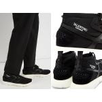 Reduzierte Schwarze Sneaker mit Nieten aus Leder für Herren 