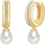 Reduzierte Goldene Valero Pearls Klappcreolen aus Silber mit Zirkonia für Damen 