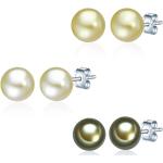 Reduzierte Grüne Unifarbene Valero Pearls Perlenohrstecker mit Echte Perle für Damen 