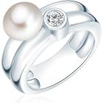 Reduzierte Silberne Unifarbene Valero Pearls Damenperlenringe poliert Größe 58 