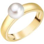 Goldene Valero Pearls Goldringe aus Gold 14 Karat mit Echte Perle für Damen 