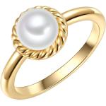 Reduzierte Goldene Valero Pearls Goldringe aus Silber mit Echte Perle für Damen Größe 58 