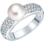 Reduzierte Silberne Unifarbene Valero Pearls Damenperlenringe mit Echte Perle Größe 58 