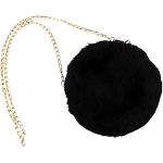 Schwarze Damenhandtaschen aus Kunstfell mit Kettenhenkel für Partys 