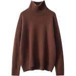Dunkelbraune Unifarbene Langärmelige Valin Stehkragen Kaschmir-Pullover aus Wolle für Damen Einheitsgröße 