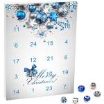 Blaue Elegante Schmuck Adventskalender mit Weihnachts-Motiv aus Glas für Kinder Weihnachten 