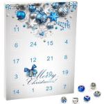 VALIOSA Adventskalender »Merry Christmas Mode-Schmuck Adventskalender mit Halskette, Armband + 22 individuelle Perlen-Anhänger aus Glas & Metall« (24-tlg), Geschenkidee für Mädchen, blau