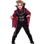 Anthrazitfarbene Buttinette Stehkragen Vampir-Kostüme aus Jersey für Kinder Größe 128 